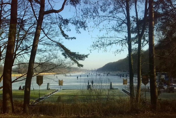 Schaatsen op de bosbaan